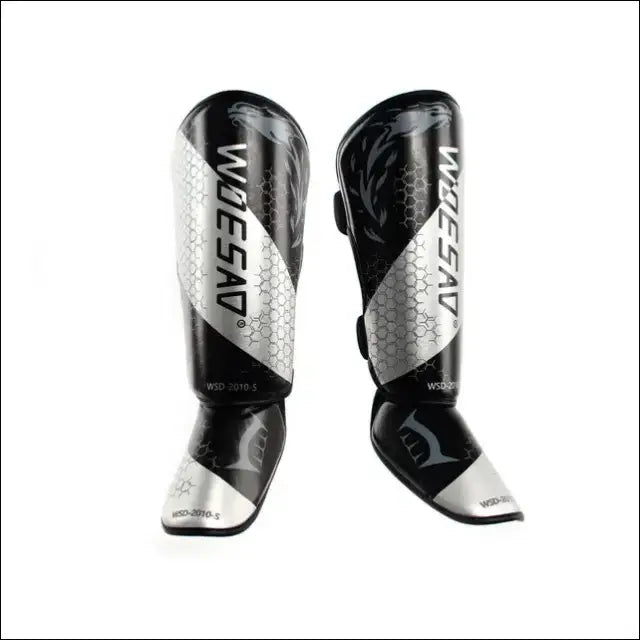 Kickboxing Boxing | Muay Thai Boxing | Shin Guards Ankle Foot Protection Shield - Silver / XS for 110-135cm / CHINA