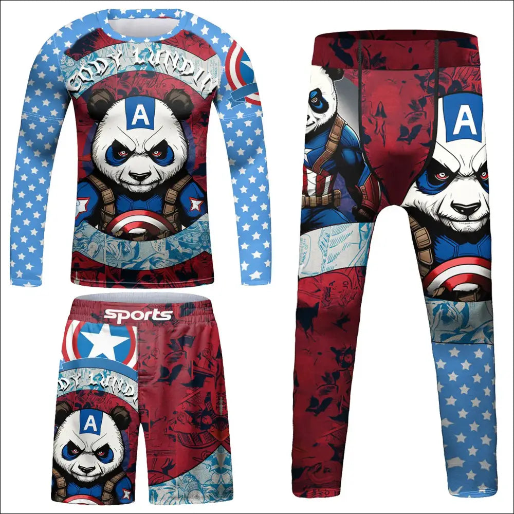Kids’ MMA Rashguard Set – Compression T-shirt & Shorts for Combat Sports