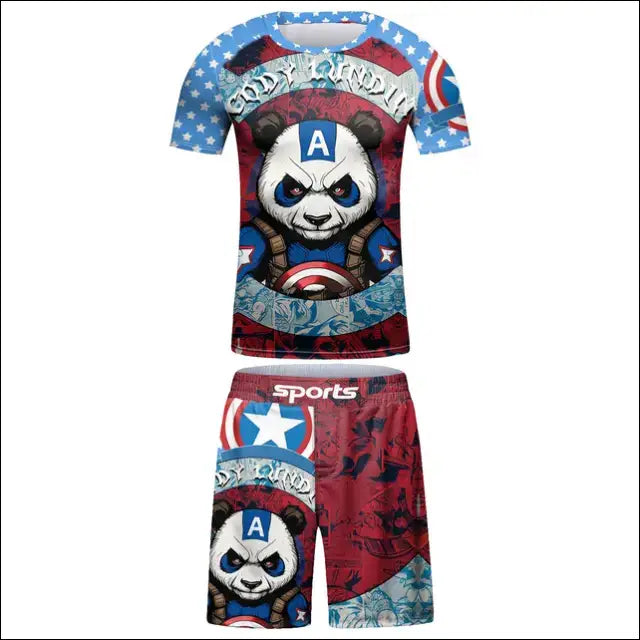 Kids’ MMA Rashguard Set – Compression T-shirt & Shorts for Combat Sports - O / 6 years
