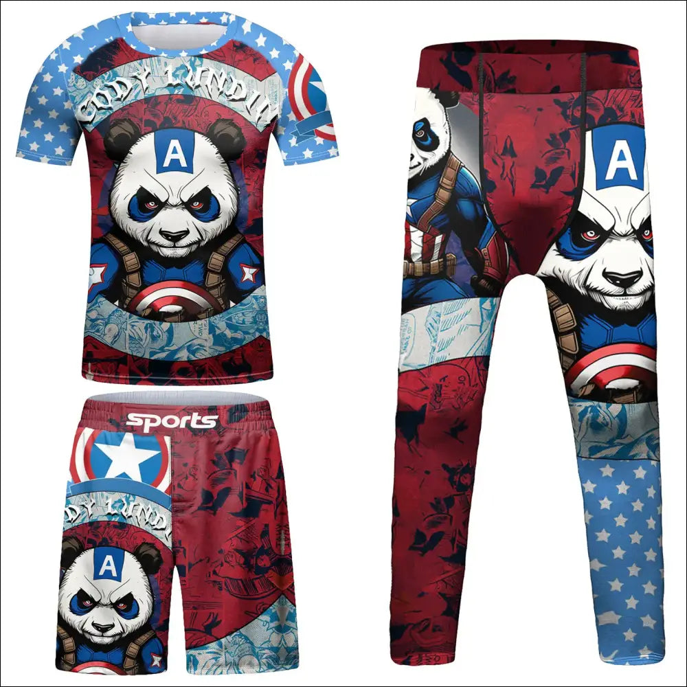 Kids’ MMA Rashguard Set – Compression T-shirt & Shorts for Combat Sports