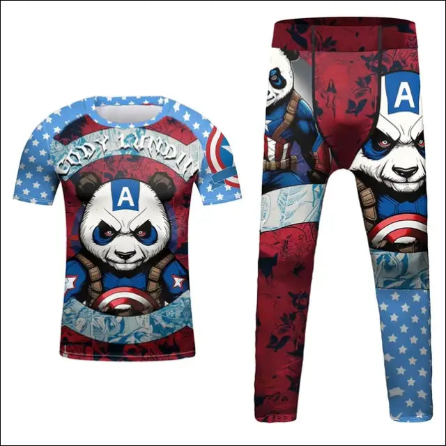 Kids’ MMA Rashguard Set – Compression T-shirt & Shorts for Combat Sports - F / 6 years
