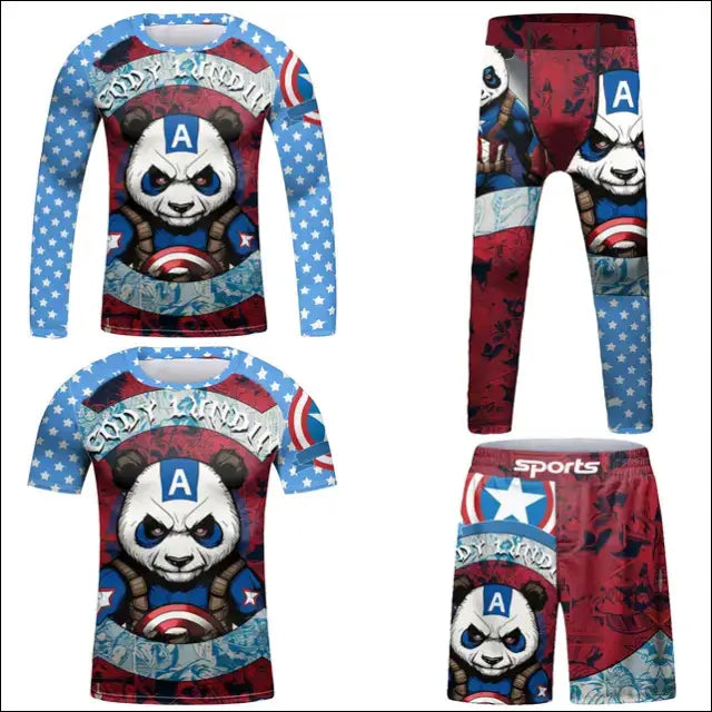 Kids’ MMA Rashguard Set – Compression T-shirt & Shorts for Combat Sports - Y / 6 years