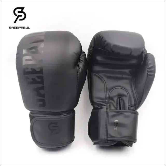 Muay Thai Gloves | Professional Boxing for Men Women & Kids - black / 14oz