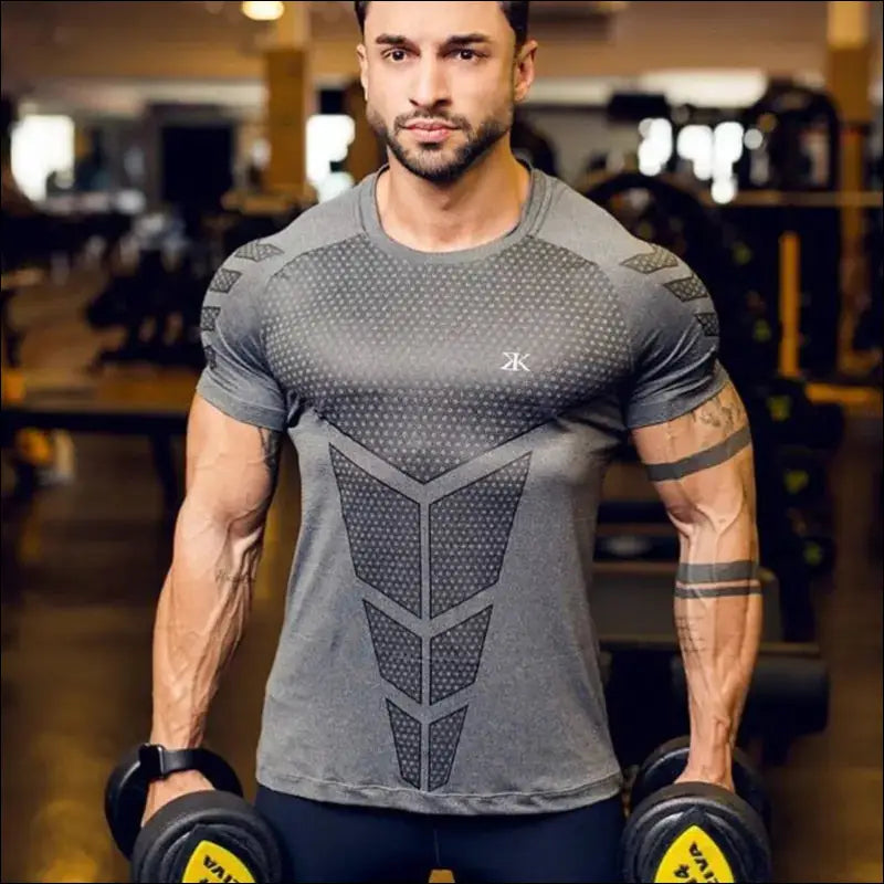 Quick Dry T-Shirt | Men’s Quick Dry Compression Shirt - Gray / M - mens tshirt,