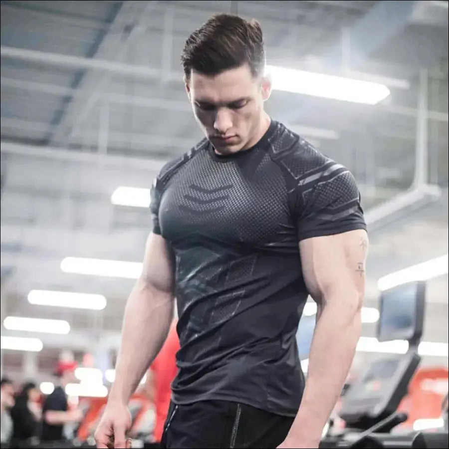 Quick Dry T-Shirt | Men’s Quick Dry Compression Shirt - T121 Black / M - mens tshirt,
