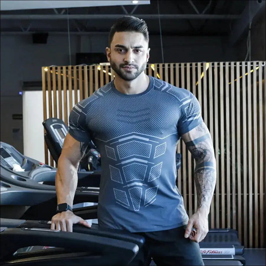 Quick Dry T-Shirt | Men’s Quick Dry Compression Shirt - T121 Grey / M - mens tshirt,