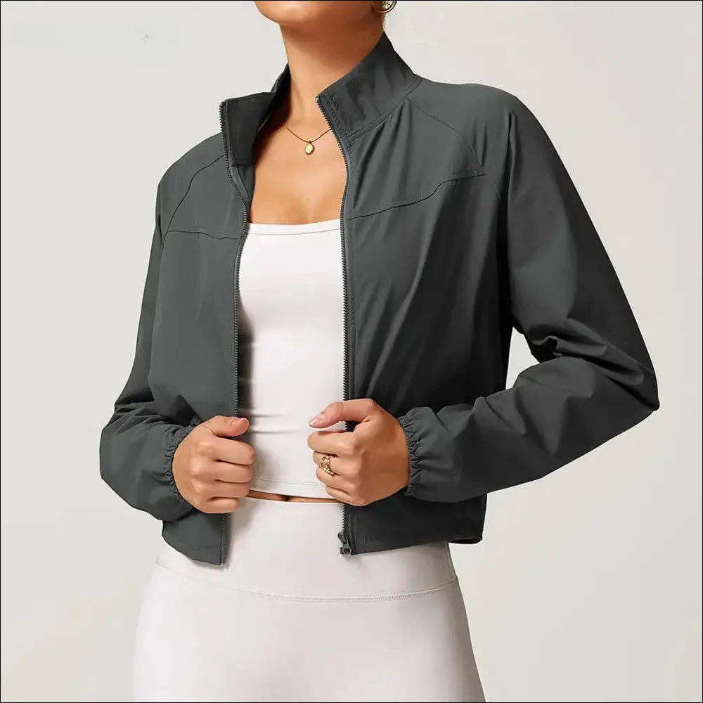 Stand-Up Collar Thin Windproof Sports Jacket – Quick-Dry Slim Fit