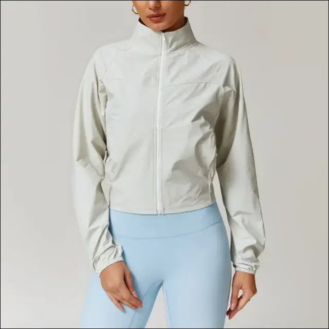 Stand-Up Collar Thin Windproof Sports Jacket – Quick-Dry Slim Fit - Apricot / S