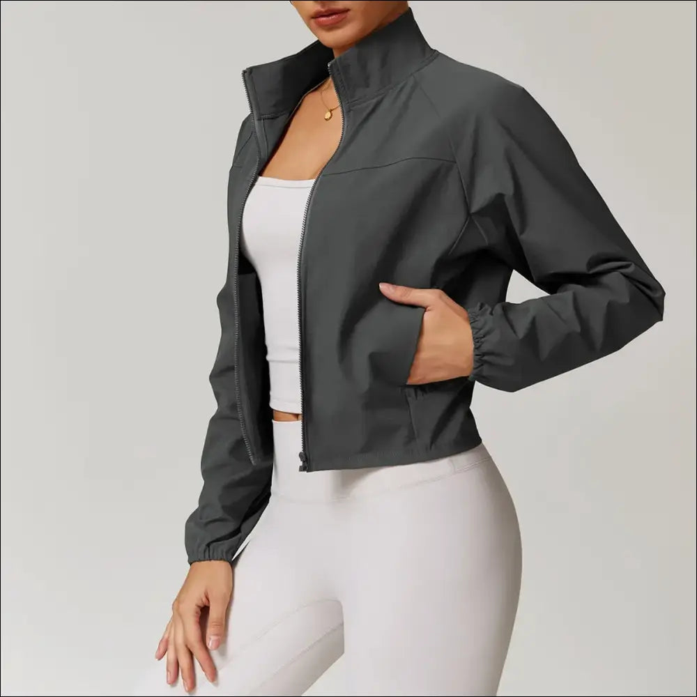 Stand-Up Collar Thin Windproof Sports Jacket – Quick-Dry Slim Fit