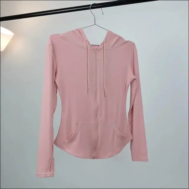 Women’s Hooded Sports Zip-Up Fitness Wear | Quick-Dry Elastic Yoga Suit - S / Pink