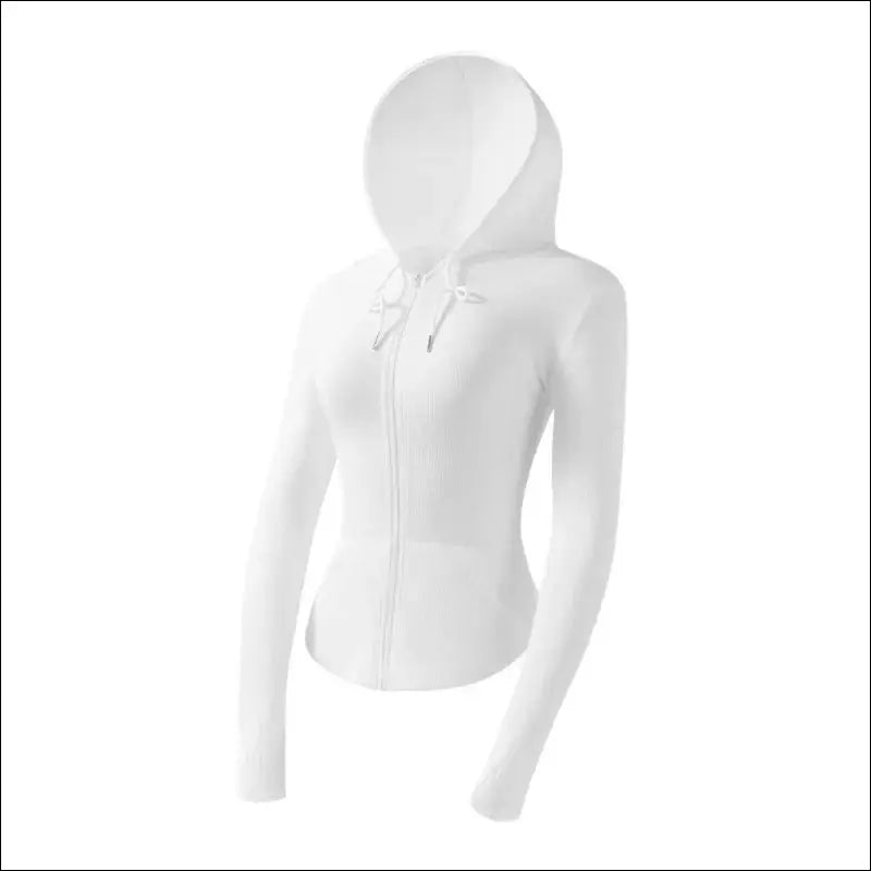 Women’s Hooded Sports Zip-Up Fitness Wear | Quick-Dry Elastic Yoga Suit
