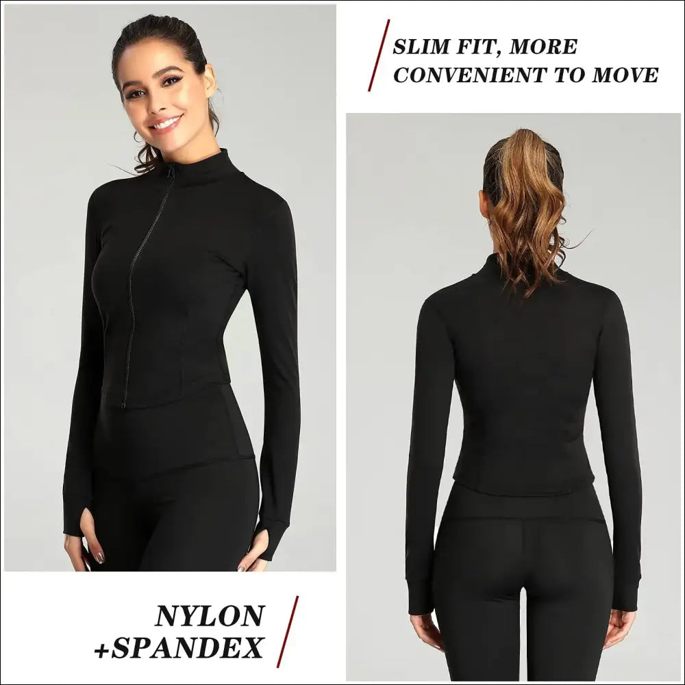 Women’s Tracksuit Jacket – Slim-Fit Long-Sleeved Fitness Coat