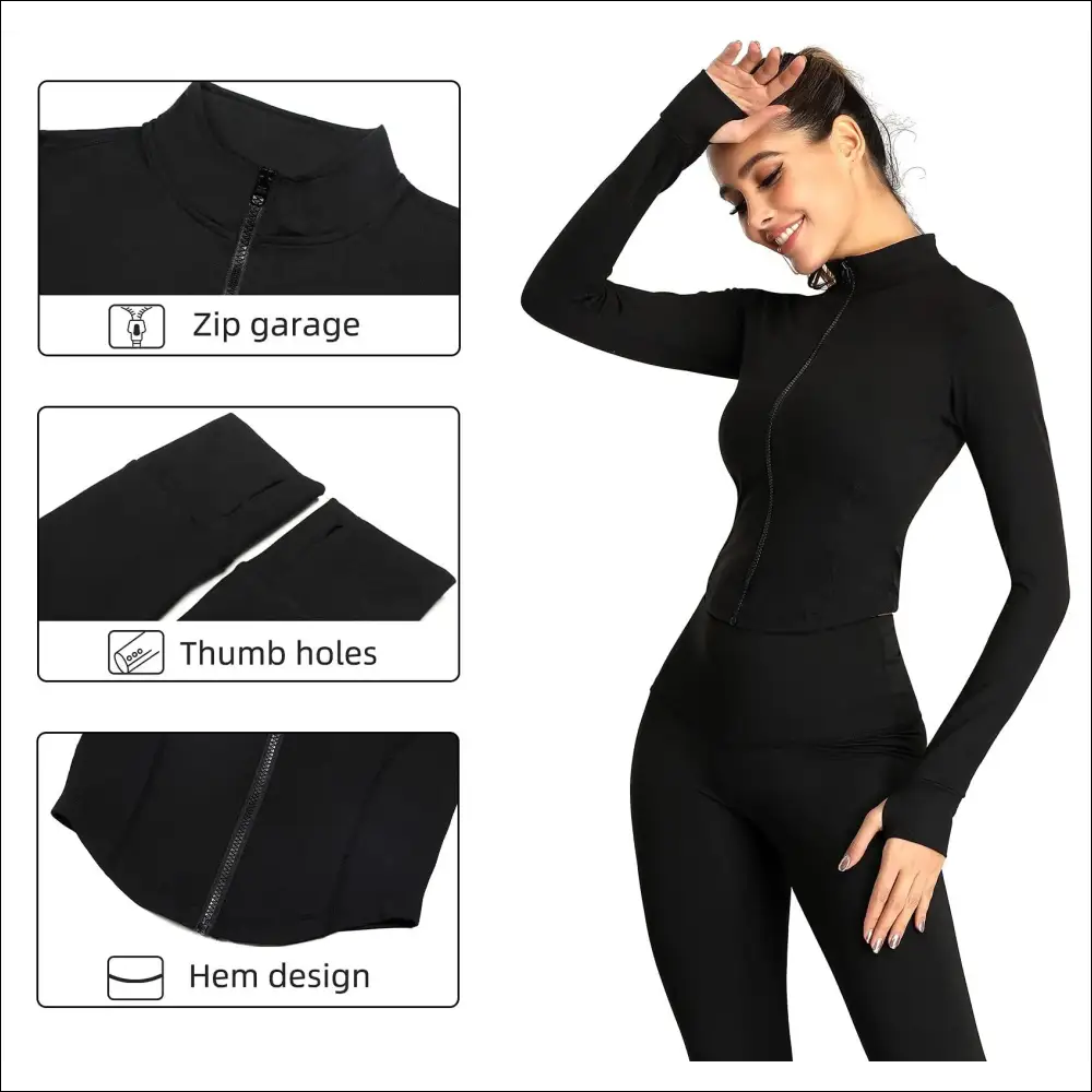 Women’s Tracksuit Jacket – Slim-Fit Long-Sleeved Fitness Coat