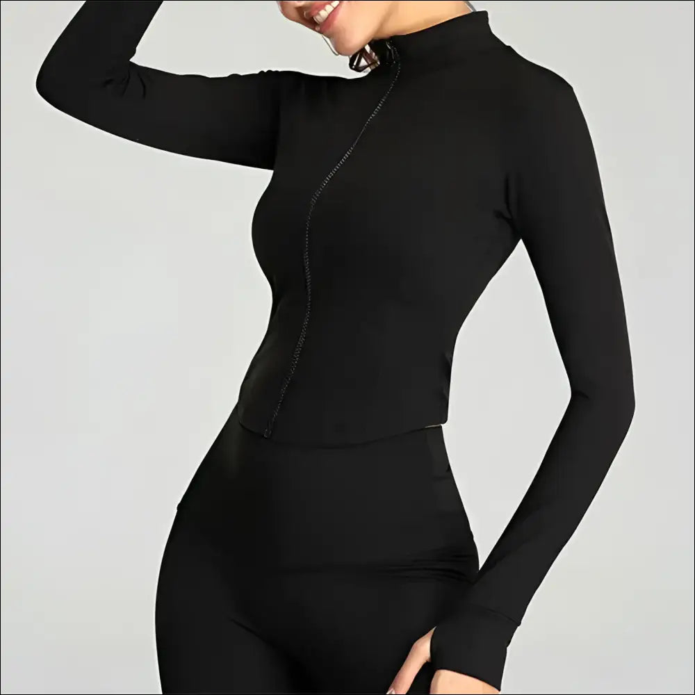 Women’s Tracksuit Jacket – Slim-Fit Long-Sleeved Fitness Coat