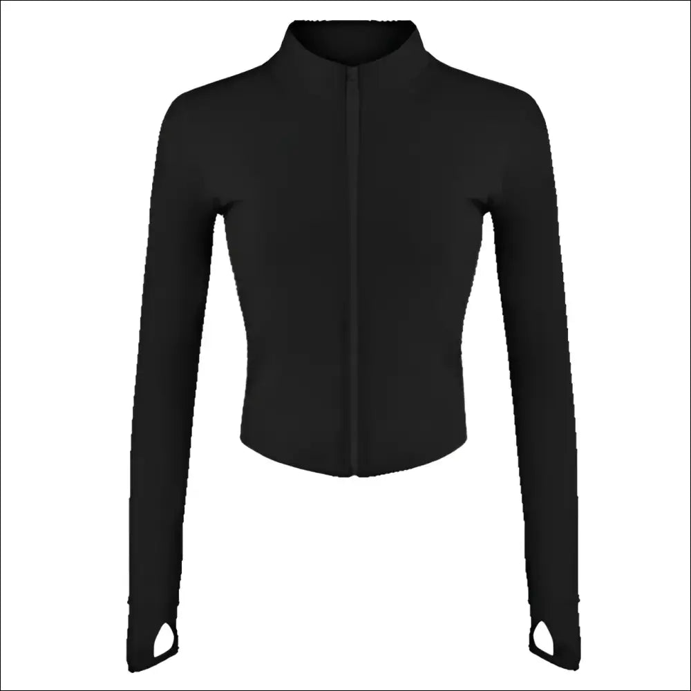 Women’s Tracksuit Jacket – Slim-Fit Long-Sleeved Fitness Coat - Black / S