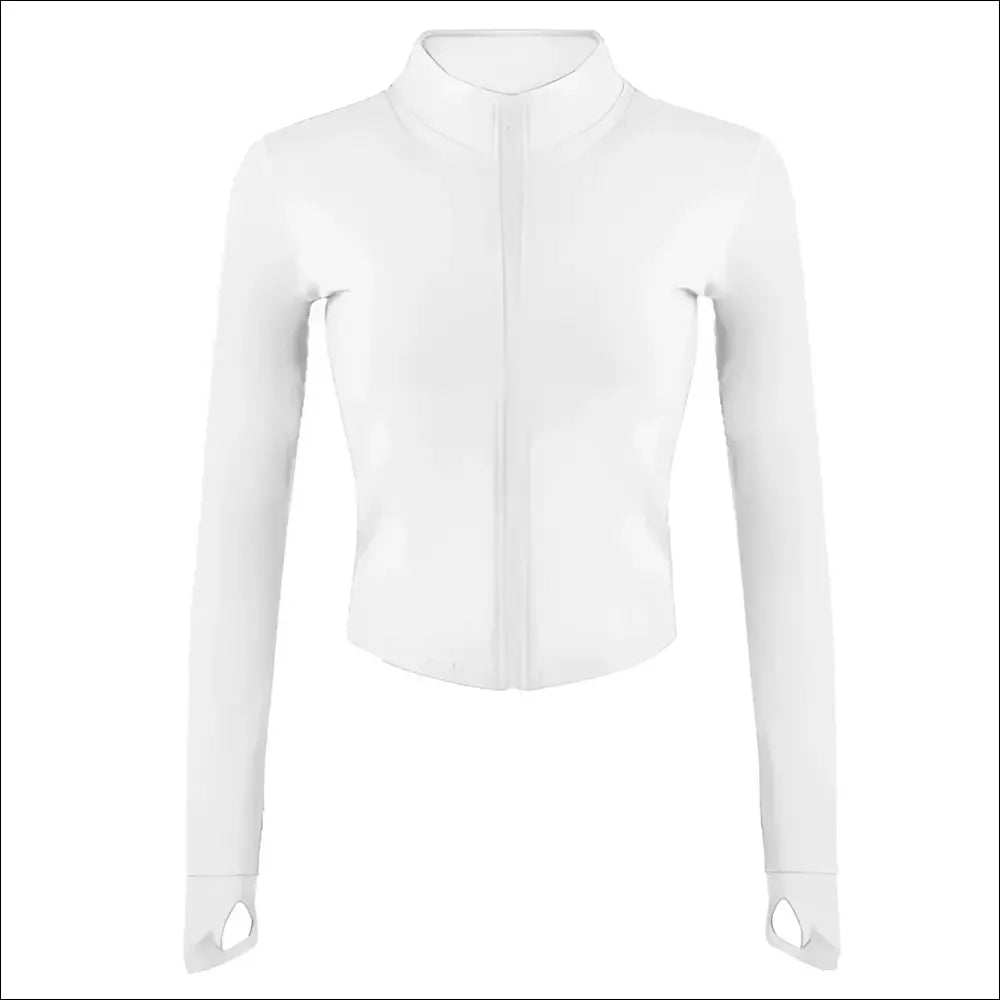 Women’s Tracksuit Jacket – Slim-Fit Long-Sleeved Fitness Coat - White / S