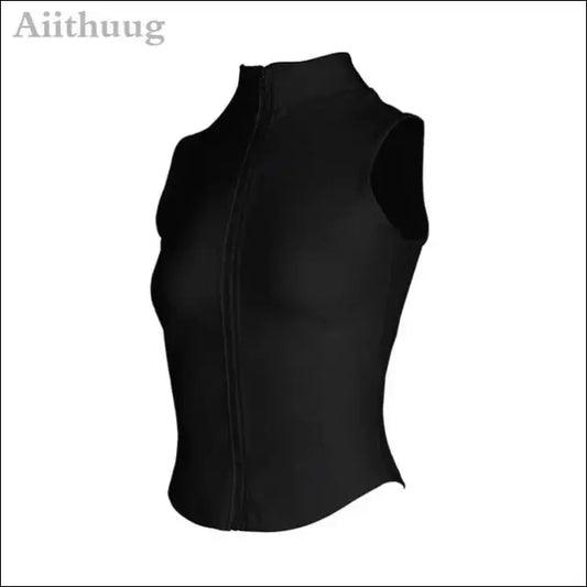 Sleeveless Women’s Sports Crop Top – Quick-Dry Breathable with Zipper