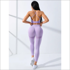 2-Piece Seamless Yoga Set – Thin-Strap Sports Bra and High-Waisted Leggings