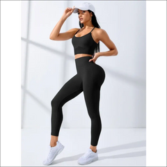 2-Piece Seamless Yoga Set – Thin-Strap Sports Bra and High-Waisted Leggings