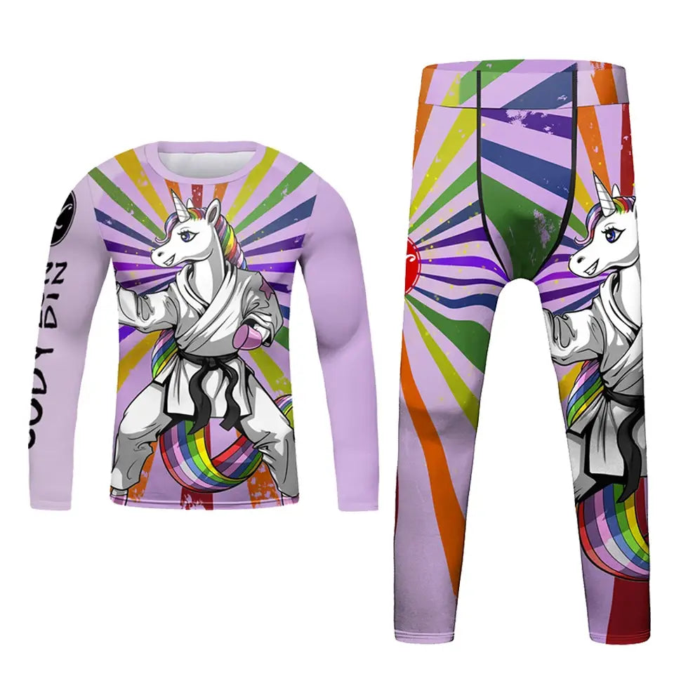 Kids Martial Arts Rash Guard Set - Jiu Jitsu MMA Muay Thai