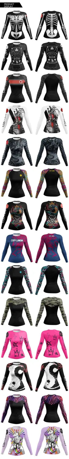 MMA T-Shirt - Women’s Compression Long Sleeve Top 3D Printed Comics Style