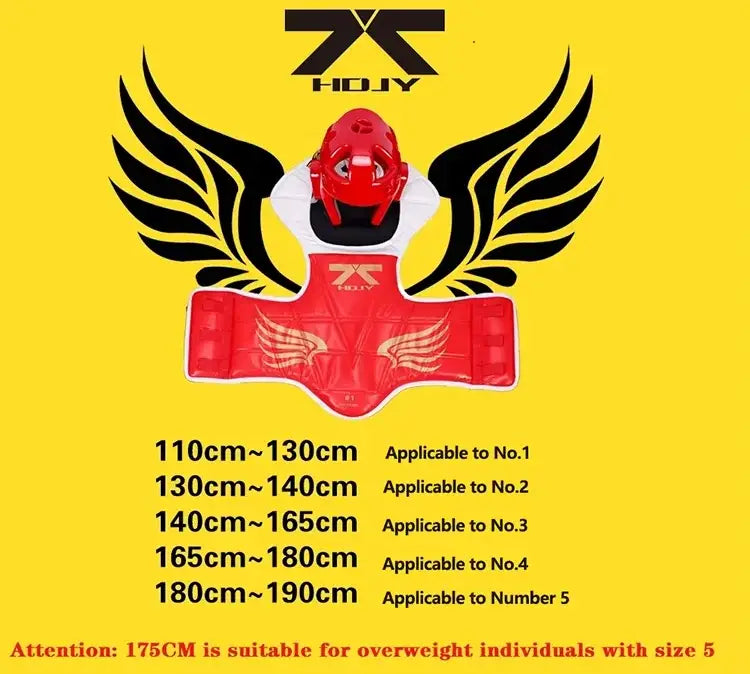 Taekwondo Protectors Suite - Helmet Chest Shin Arm Guards for Kids - 5-Piece