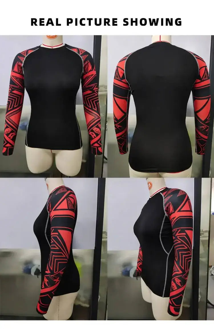 MMA T-Shirt - Women’s Compression Long Sleeve Top 3D Printed Comics Style