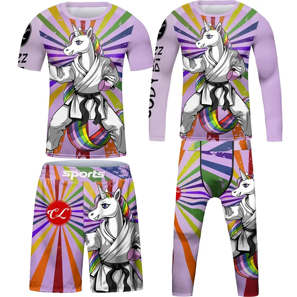 Kids Martial Arts Rash Guard Set - Jiu Jitsu MMA Muay Thai