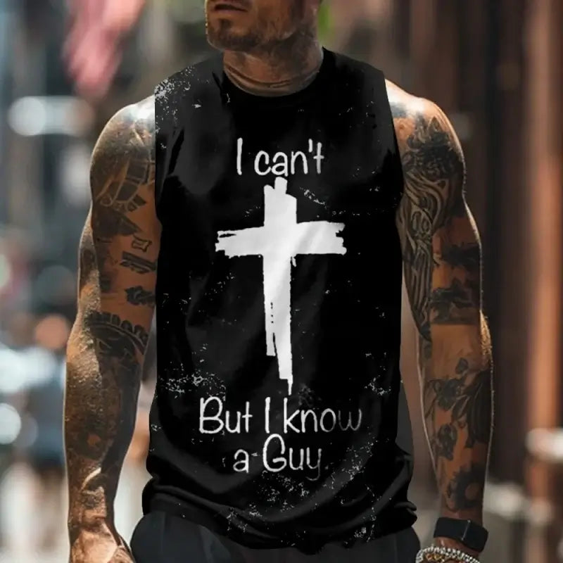 Mens 3D Cross Tank Top  Tactical Streetwear by Savage Combat