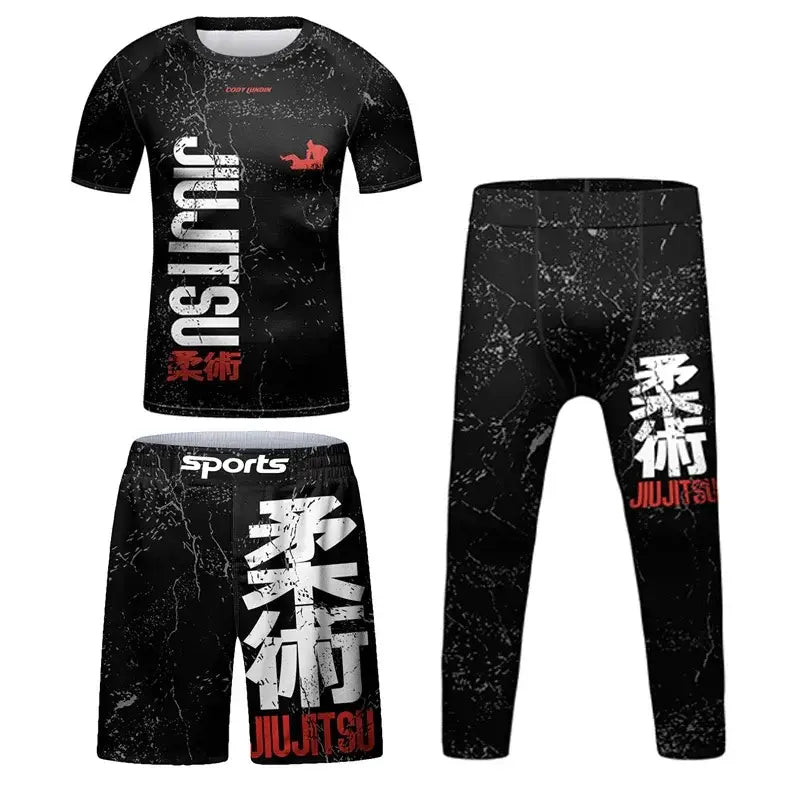 MMA Rash Guard Set - Kids 3D Combat Rash Guard Set