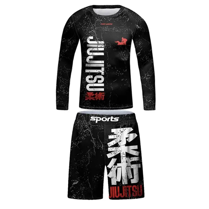 MMA Rash Guard Set - Kids 3D Combat Rash Guard Set