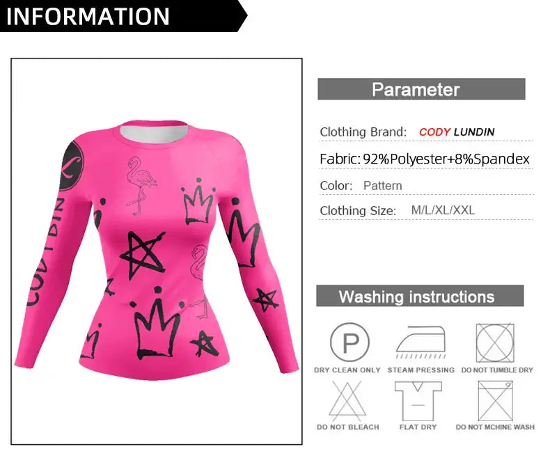 MMA T-Shirt - Women’s Compression Long Sleeve Top 3D Printed Comics Style
