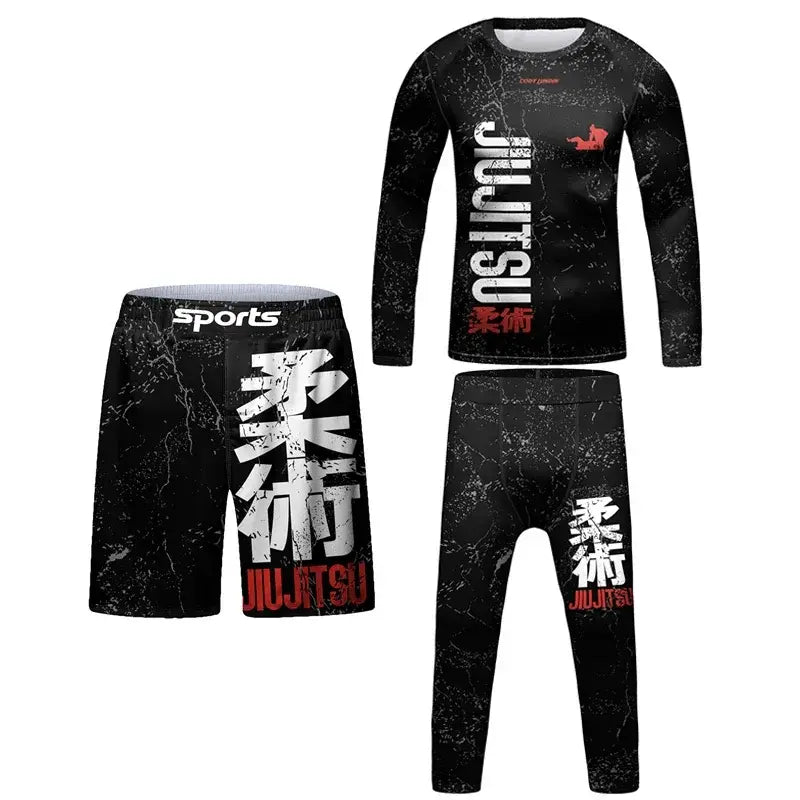 MMA Rash Guard Set - Kids 3D Combat Rash Guard Set