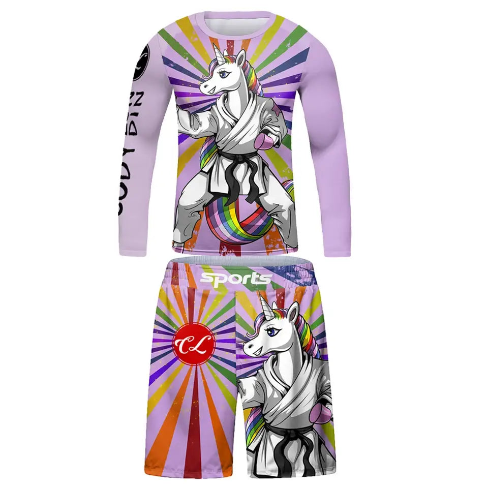 Kids Martial Arts Rash Guard Set - Jiu Jitsu MMA Muay Thai