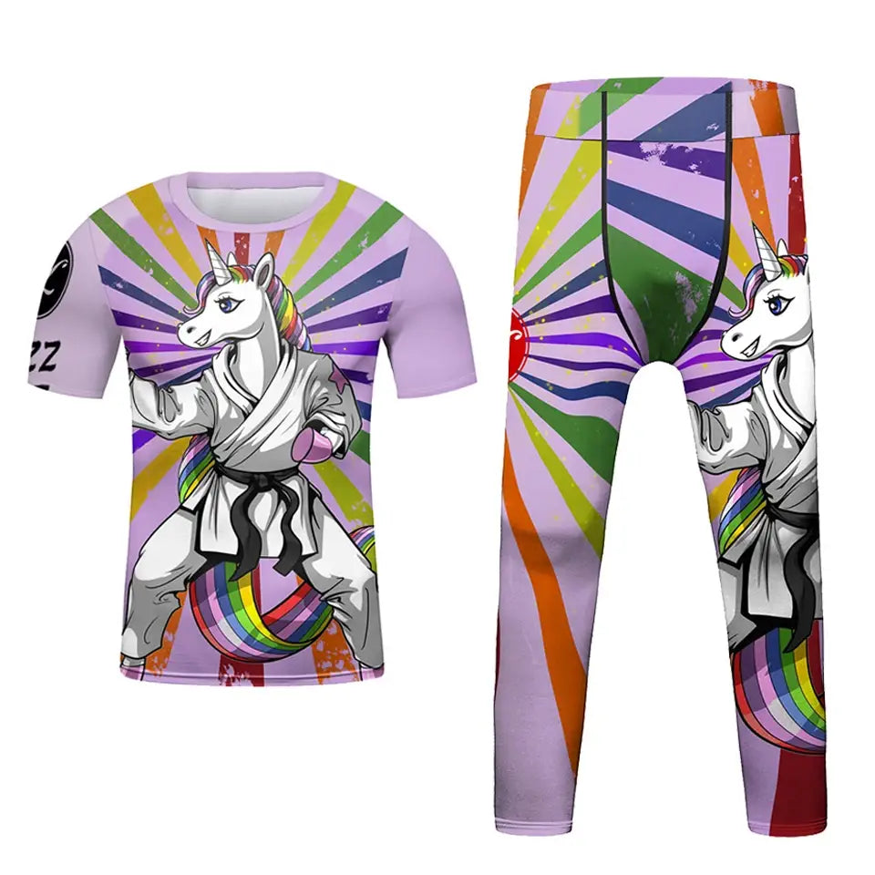 Kids Martial Arts Rash Guard Set - Jiu Jitsu MMA Muay Thai