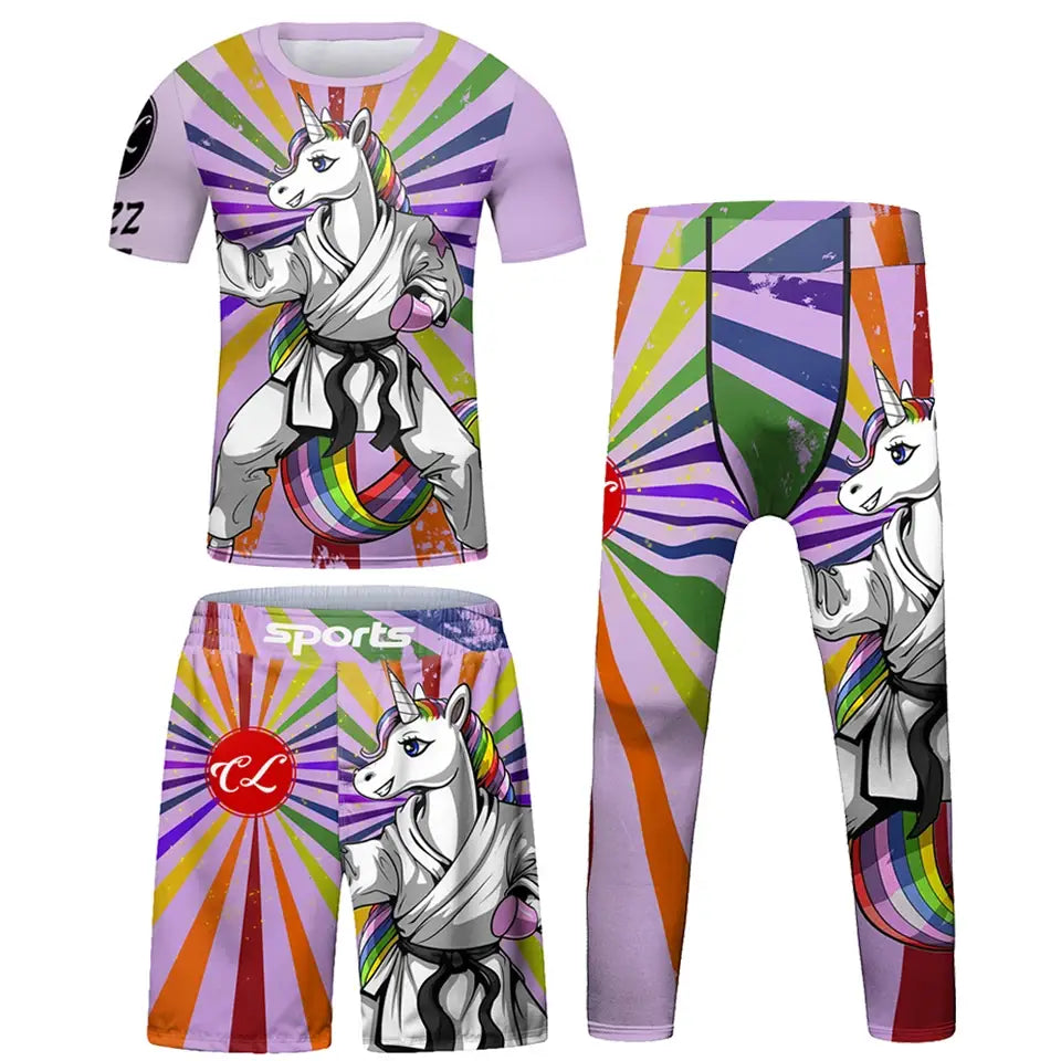 Kids Martial Arts Rash Guard Set - Jiu Jitsu MMA Muay Thai