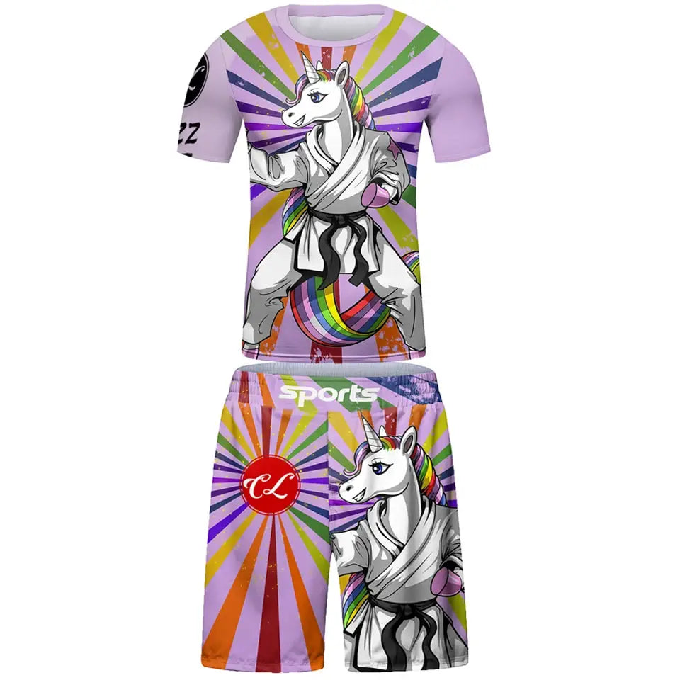Kids Martial Arts Rash Guard Set - Jiu Jitsu MMA Muay Thai
