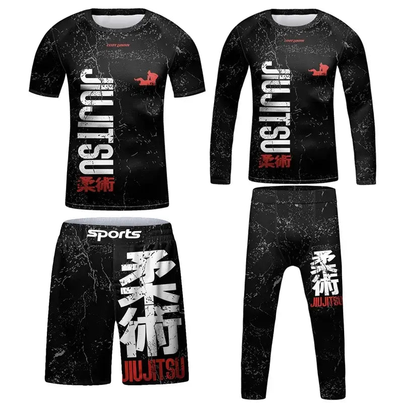 MMA Rash Guard Set - Kids 3D Combat Rash Guard Set