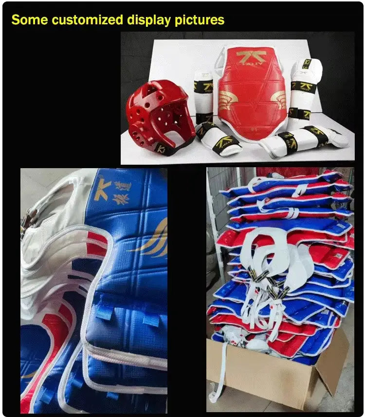 Taekwondo Protectors Suite - Helmet Chest Shin Arm Guards for Kids - 5-Piece