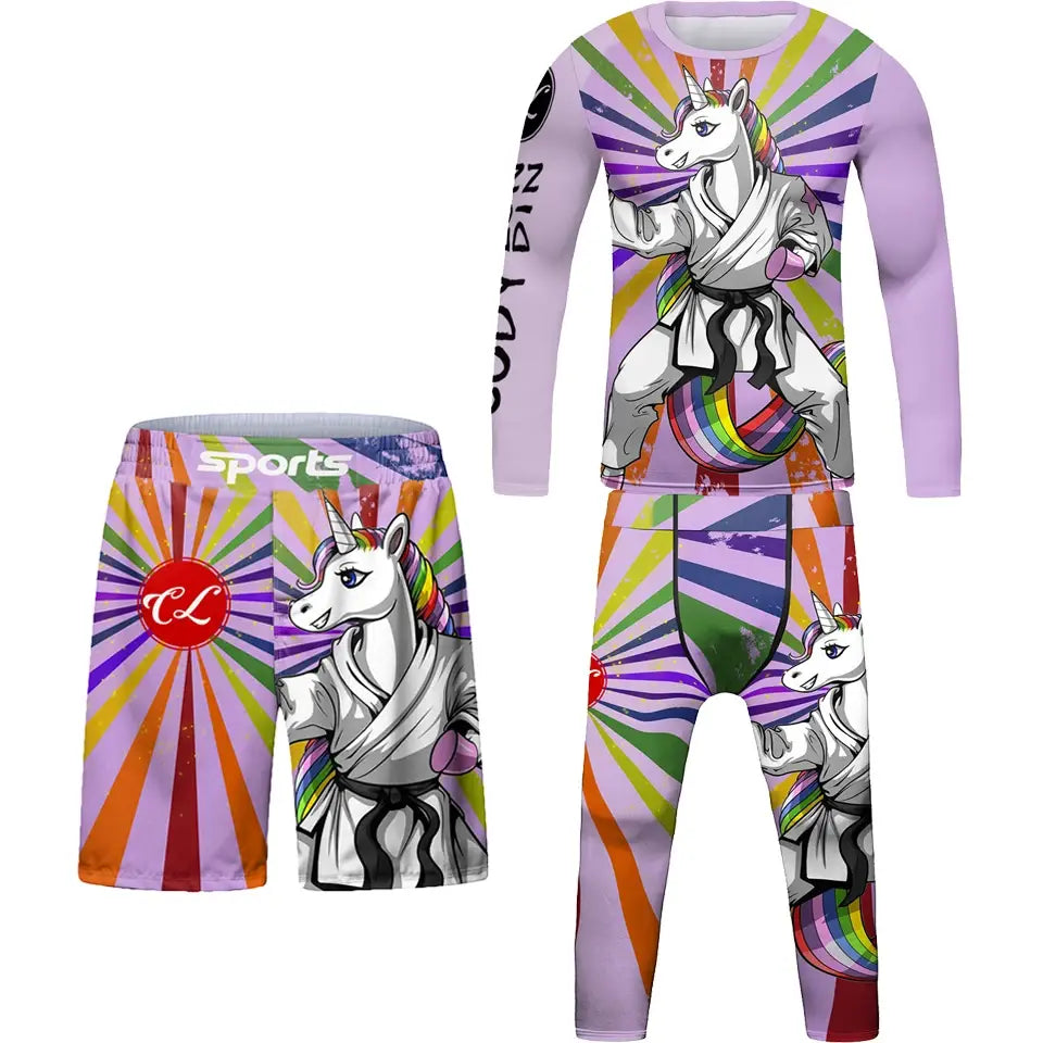 Kids Martial Arts Rash Guard Set - Jiu Jitsu MMA Muay Thai