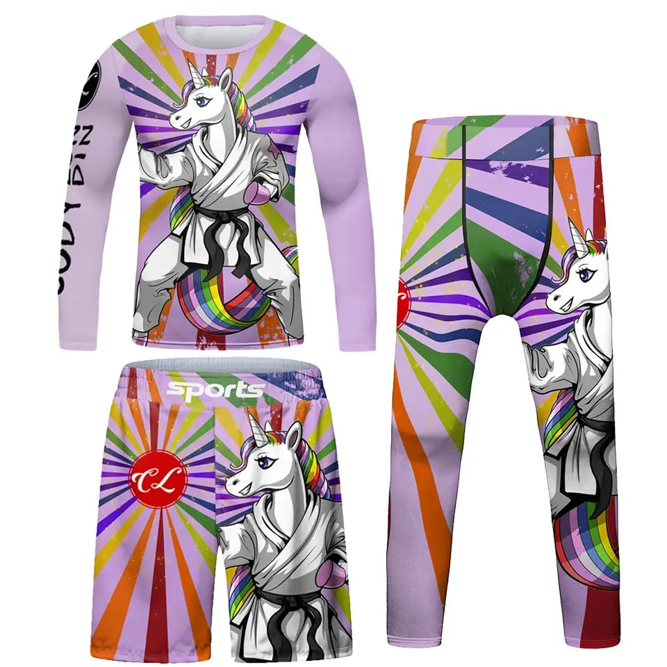 Kids Martial Arts Rash Guard Set - Jiu Jitsu MMA Muay Thai
