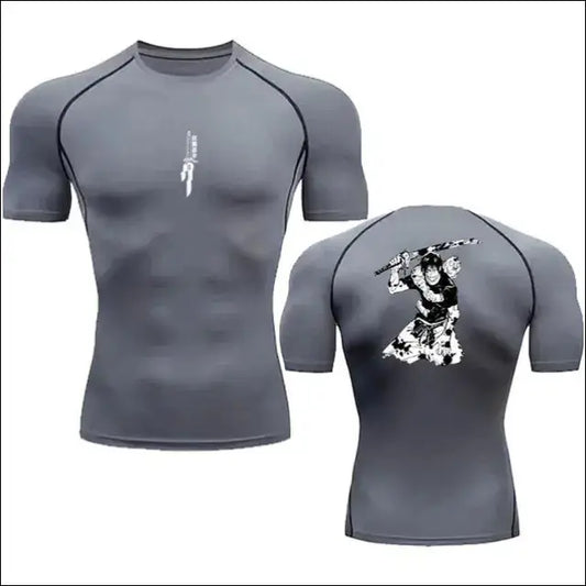 Anime Compression Shirt Men Print Breathable Fitness Top