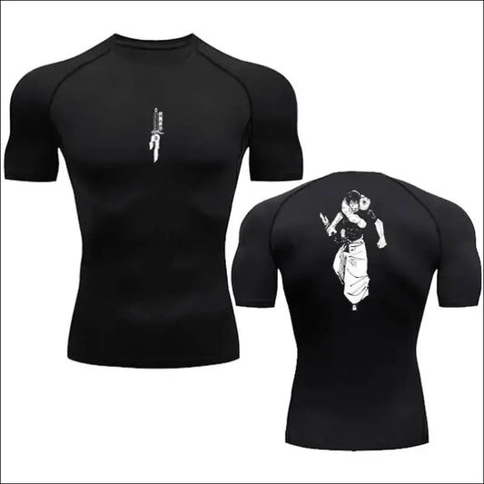 Anime Compression Shirt Men Print Breathable Fitness Top