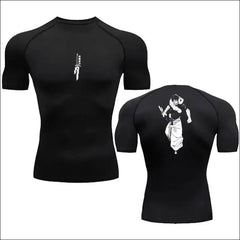 Anime Compression Shirt Men Print Breathable Fitness Top