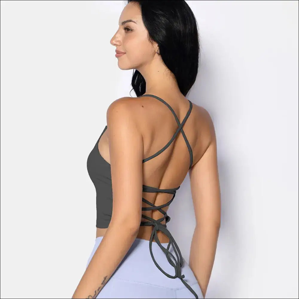 Backless Bra Yoga Top for Women | Stylish & Comfortable Activewear - Grey / S - womens clothing