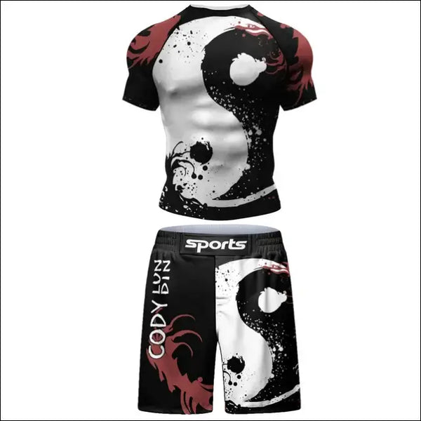 BJJ Rash Guard MMA T-Shirt & Shorts Sets. - Savage Combat & Fitness