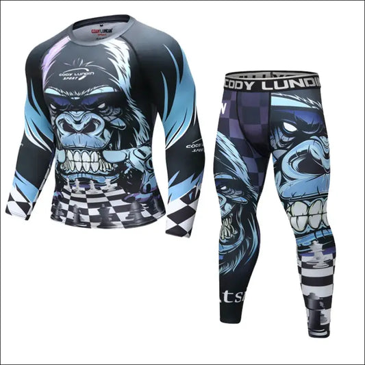 Boxing Set Compression Jersey Pants 3D orangutan Printing Rashguard KickBoxing Tight T-Shirts Trousers Muay Thai MMA