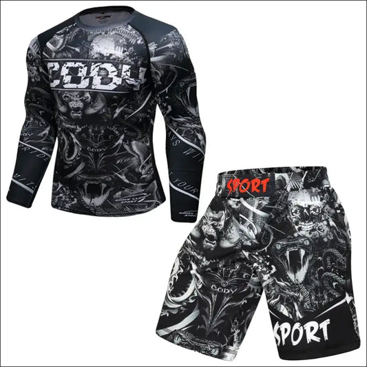 Boxing Set Compression Jersey Pants 3D orangutan Printing Rashguard KickBoxing Tight T-Shirts Trousers Muay Thai MMA