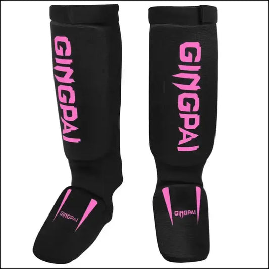 Cotton Boxing Shin Guards | Ultimate Protection for Combat Sports - black pink / S