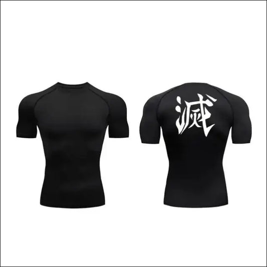Demon Slayer Print Compression Shirts - black / S - mens mma